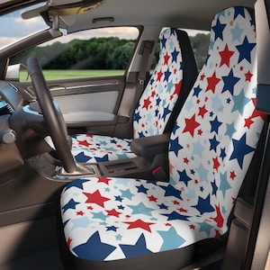 Patriotic white w/ Blue-red stars-Car Seat Covers