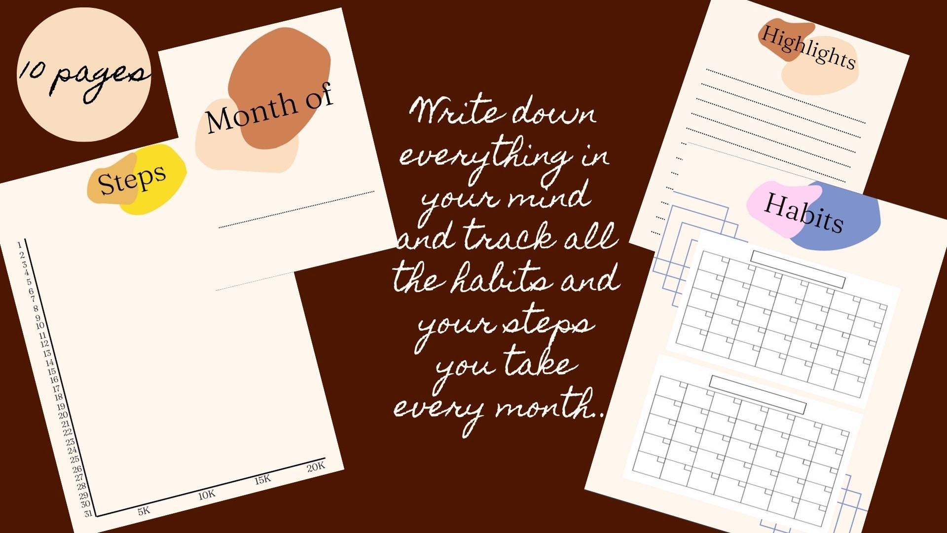 Digital Color Coded Journal Workbook Tracker for Wellbeing Selfcare