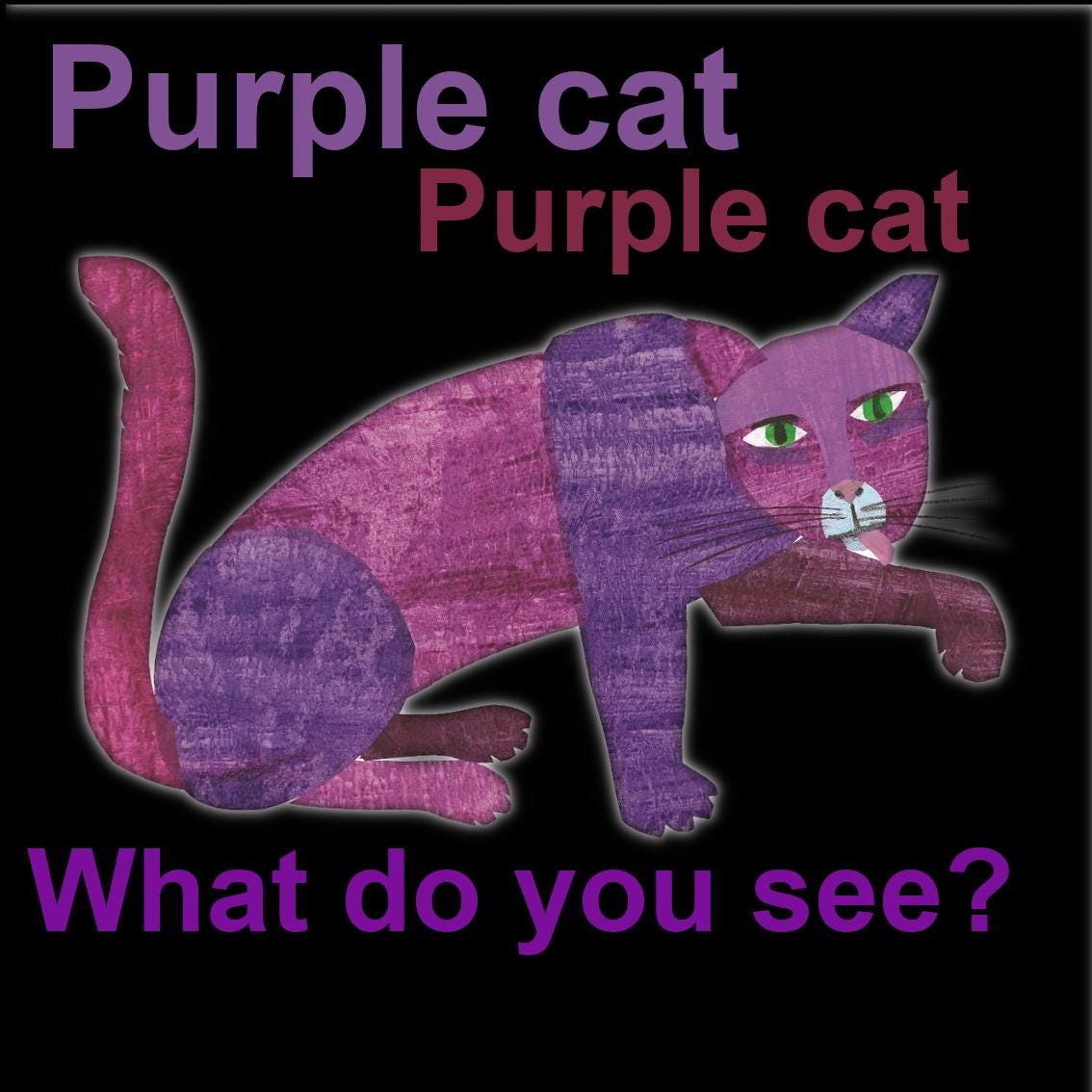 Purple Cat Brown Bear Brown Bear Print Etsy