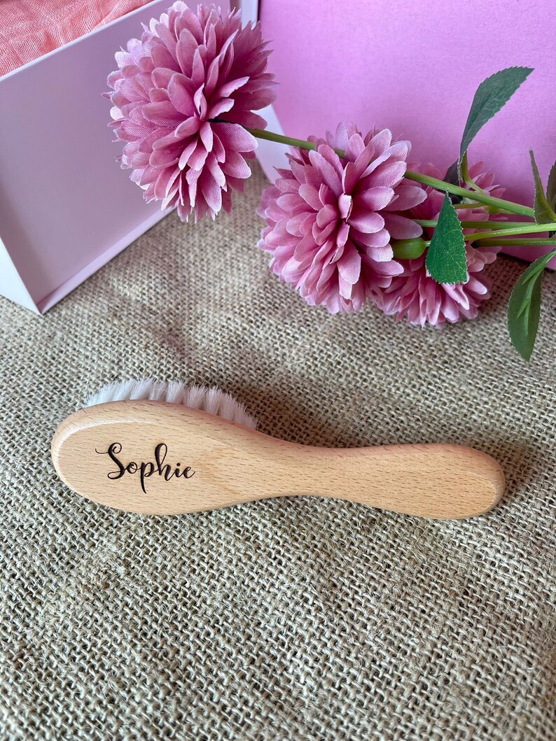Personalized Baby Hair Brush Set Shower Gift Engraved Baby Brush
