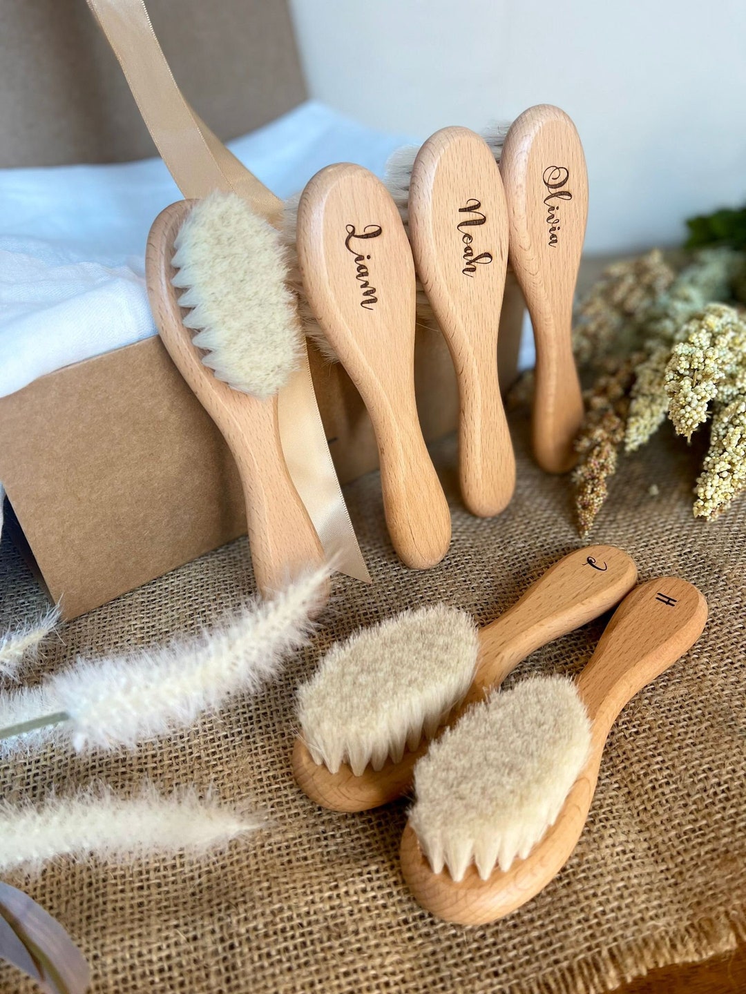 Personalized Baby Hair Brush Set Shower Gift Engraved Baby Brush