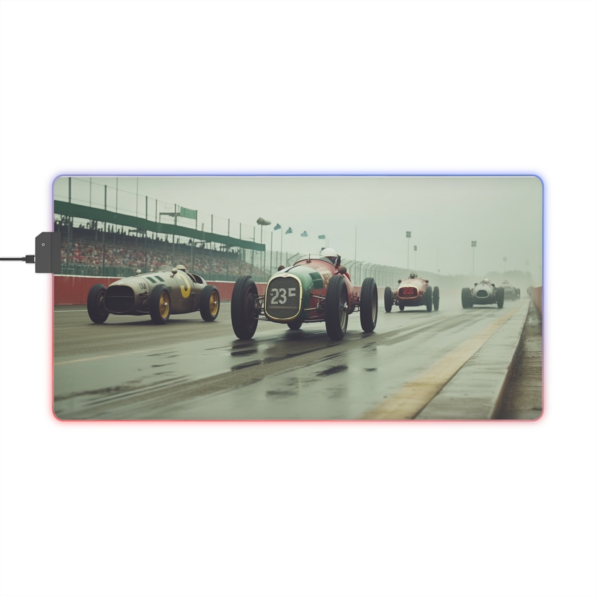 Vintage Race Car Desk Mat Retro Race Car Mouse Pad RGB Desk Mat 4 Sizes ...