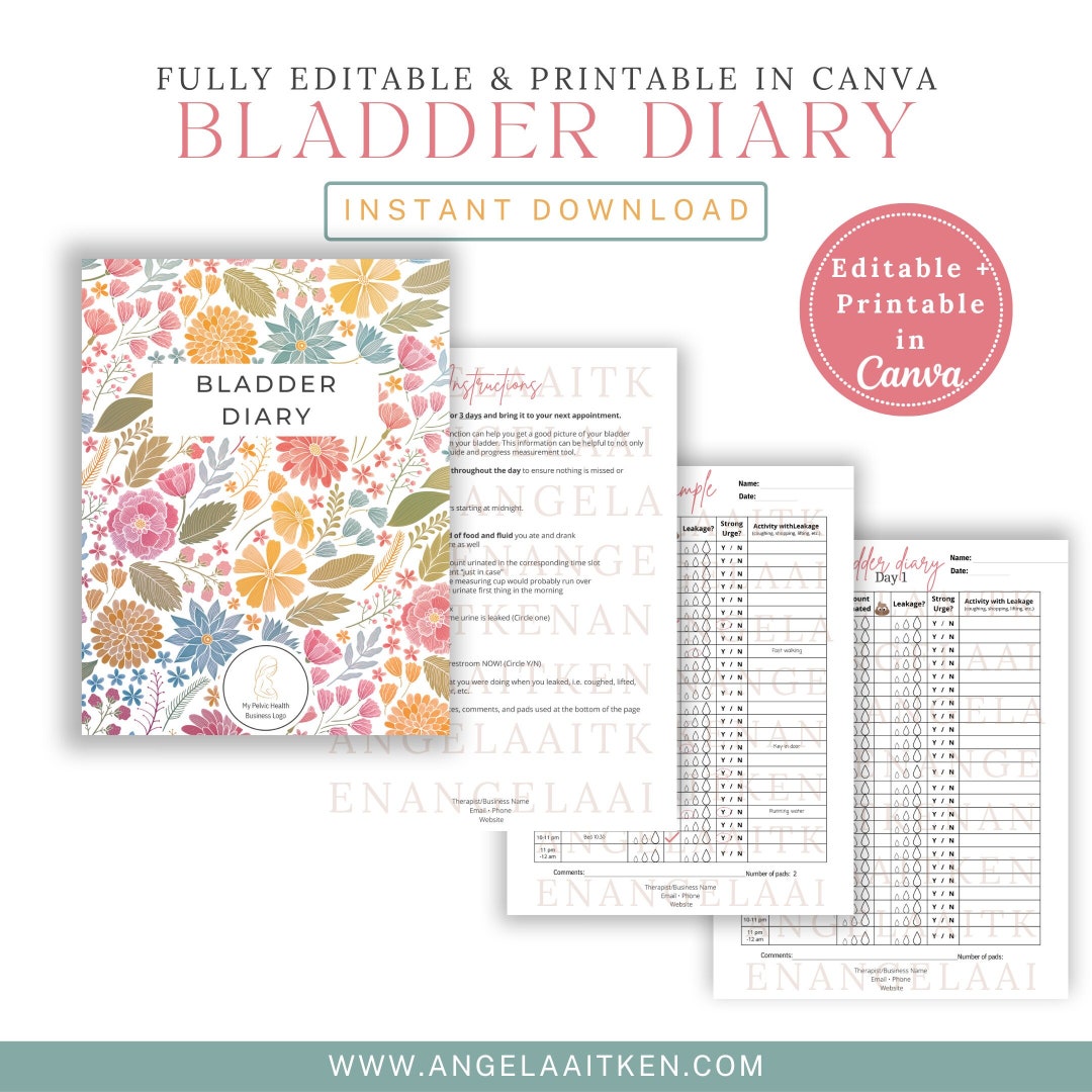 Bladder Diary Pelvic Health Physical Therapy Clinic OT PT - Etsy