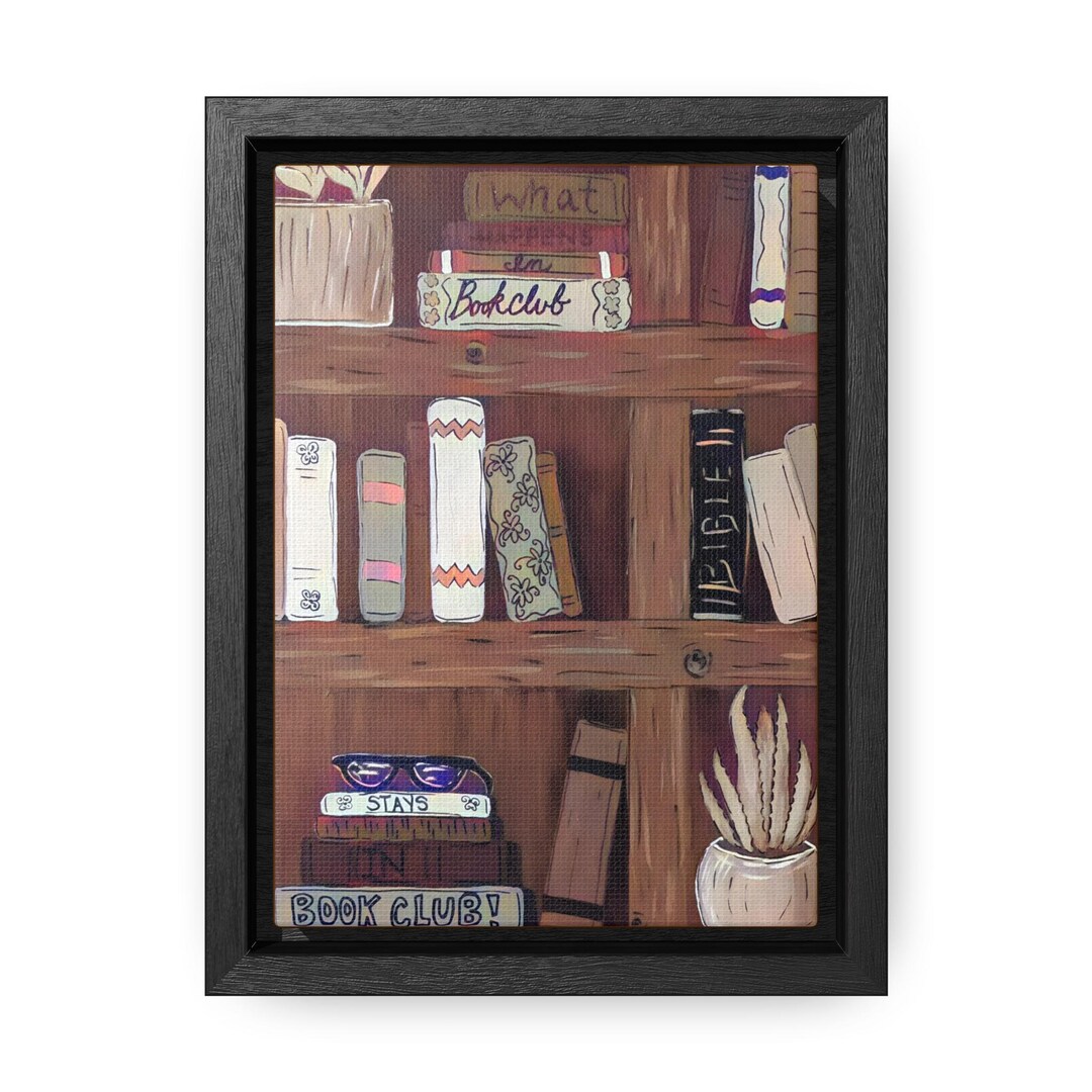 Book Lover Wall Art | Hand Painted Bookshelf Artwork | Cozy Reading ...