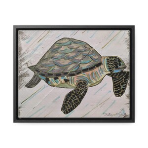 Sea Turtle Painting on Gallery Canvas Wraps, Horizontal Frame
