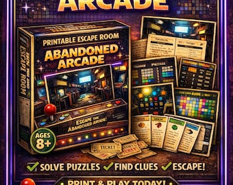 Printable Escape Room Game – Abandoned Arcade Mystery | DIY Puzzle Kit for Family Game Night