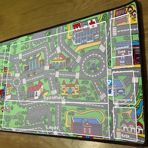 Magic on the Streets Zoned MTG Playmat (Commander specific) With Commander tax designated zone!