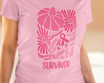 Camiseta contra el cáncer de mama, camiseta para supervivientes de cáncer de mama: camiseta de concienciación con lazo rosa