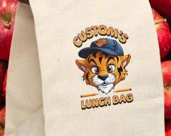 Personalized Cotton Canvas Lunch Bag: Custom Print, Back to School Gift