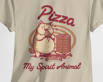 Retro Fat Cat Pizza T-Shirt: Funny Foodie Tee
