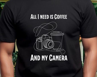 T-shirt café et appareil photo : t-shirt cadeau pour photographe