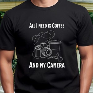 Coffee and Camera T-Shirt: Photographer Gift Tee
