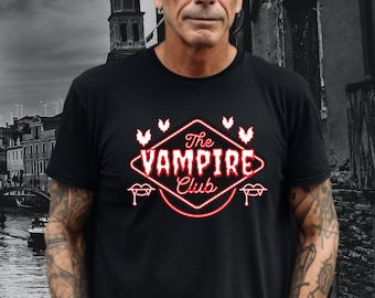 Vampire Club Neon T-Shirt: Retro 80s Halloween Tee
