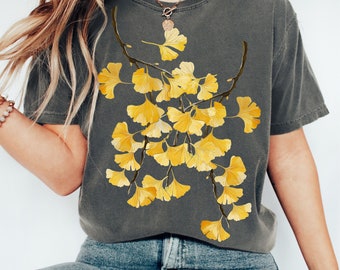 Ginkgo Leaf Graphic Tee: Comfort Colors Cottagecore Shirt