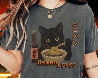 Comfort Colors Ramen Cat T-shirt: Japanese Noodle Fan Gift
