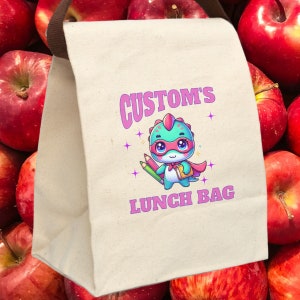 Personalized Cotton Canvas Lunch Bag: Custom Print, Back to School
