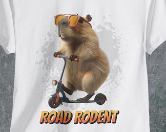 Scooting Capybara T-Shirt: Funny Skater Rodent Tee