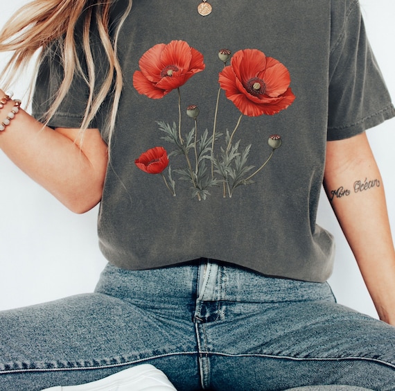 Poppy T Shirt, Wildflower Shirt, Anzac Day Shirt: Comfort Colors