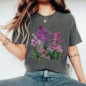 Boho Orchids Comfort Colors Shirt: Tropical Floral Tee