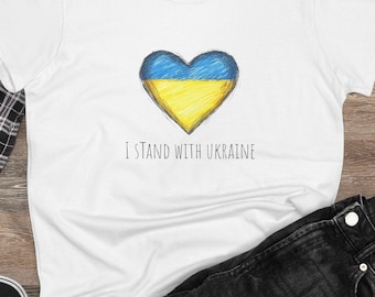 Ukraine Supporter T-shirt, Ukrainian Heart Tee, Women's Fit