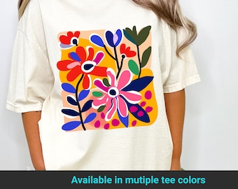 Abstract Floral T-Shirt: Comfort Colors Modern Art Tee