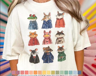 Whimsical Animals T-Shirt: Cottagecore Bookish Tee