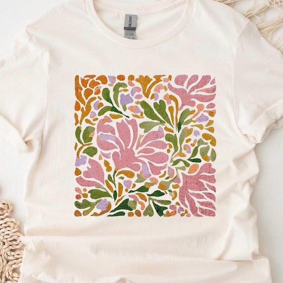 Abstract Floral T-shirt: Modern Art, Pastel Colors, Pure Cotton - Etsy