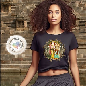 Krishna Graphic Tee: Hare Krishna, Hindu Religious Shirt - Women&#39;s Fit