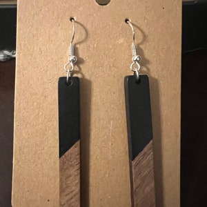 Wooden Long Rectangle Earrings
