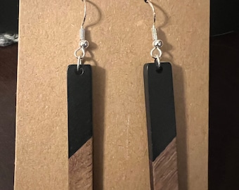 Lange Rechteck Ohrringe aus Holz