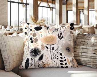 Cream Throw Pillows Decorative Pillows for Brown Couch Pillow Covers Flower Throw Pillows Floral Throw Pillow Case Neutral Throw Pillows
