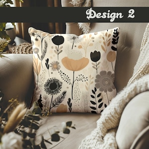 Decorative Pillow Set of 3 for Brown Couch Throw Pillow Cover Flower Boho Accent Pillow Floral Pillow Case for Grey Sofa Neutral Pillow
