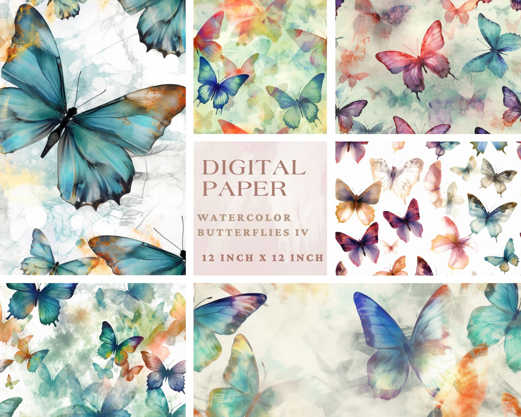 375 Digital Paperseamless Tiled Patternclassic Monsters Double Exposure Butterflies Alcohol