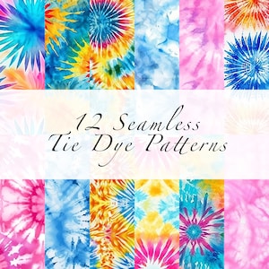 Tie Dye Seamless Digital Patterns | High Res Tie Dye Digital Paper | Digital Prints for Print and Commercial Use