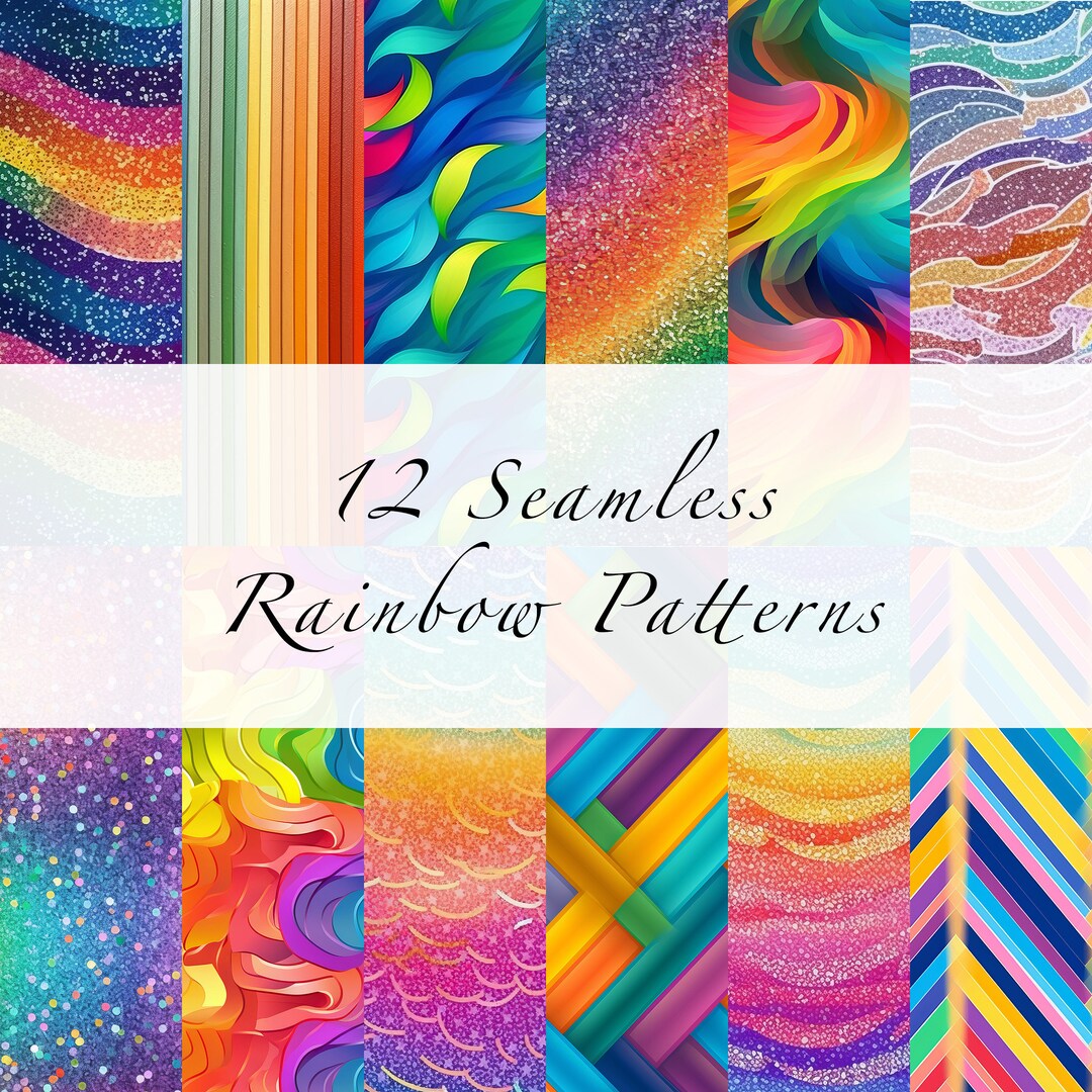 Rainbow & Glitter Seamless Digital Paper | Rainbow Sparkle Digital ...