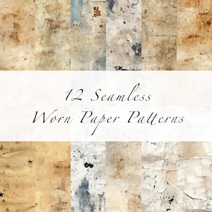 Carta digitale antica e usurata / Texture di carta invecchiata / Modelli di vecchia carta usurata senza soluzione di continuità / Carta per album / Carta da lavorazione / Download istantaneo