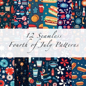 Fourth of July Seamless Patterns | 4th of July Digital Paper | Scrapbook Paper | 4th of July Backgrounds | Print and Commercial Use