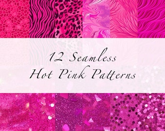 Hot Pink & Glitter Seamless Digital Paper | Hot Pink Digital Patterns | Backgrounds | Invitations and Scrapbooking | Instant Download