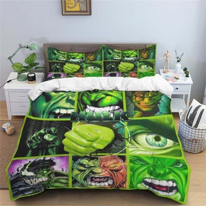 Personalized Hulk Three Piece Bedding Set Customized Quilt Cover Pillow Case Comfortable Bedding Sets Birthday Anniversary Gift A