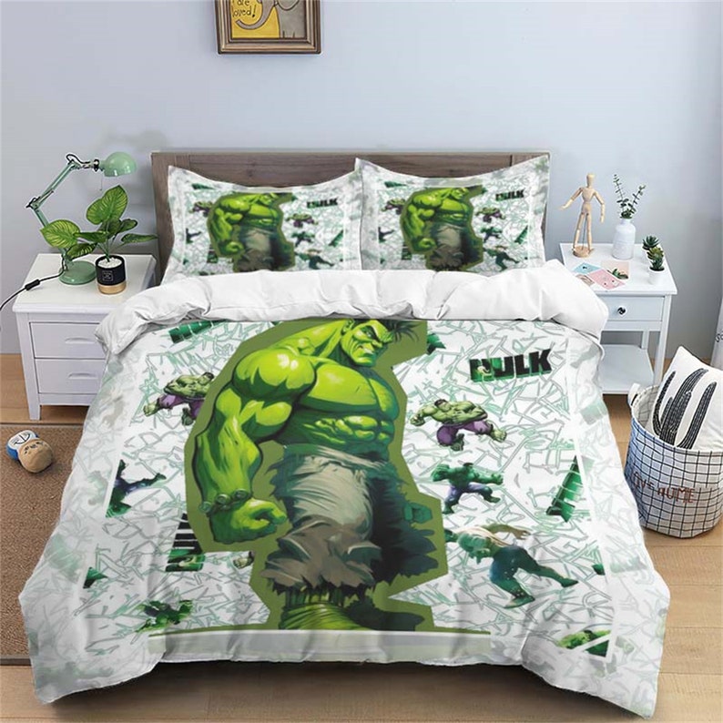 Personalized Hulk Three Piece Bedding Set Customized Quilt Cover Pillow Case Comfortable Bedding Sets Birthday Anniversary Gift C