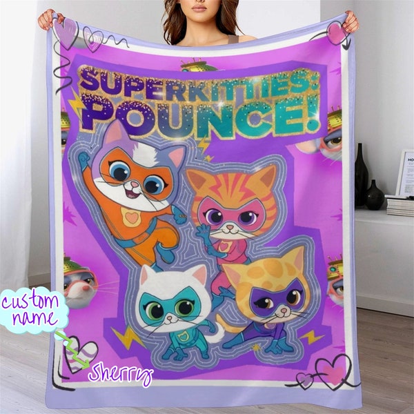 Customized SuperKitties Blanket Personalized Flannel Couch Nap Blanket Bedding Valentine's Comfortable Bedroom Birthday Child Gift