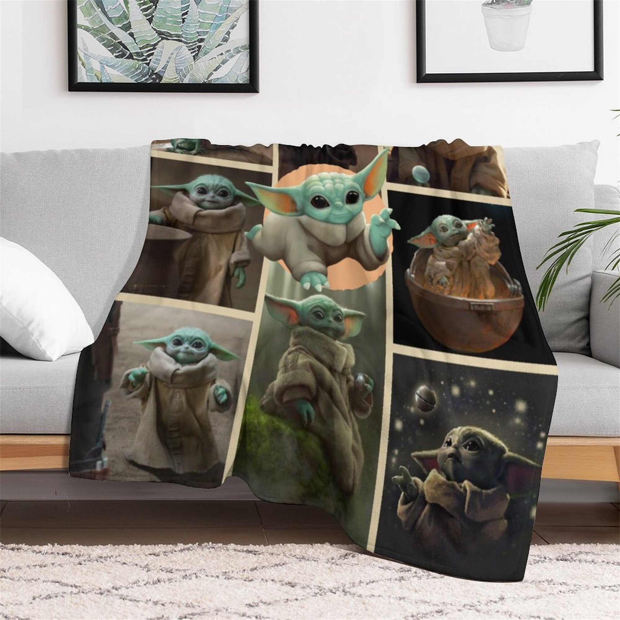 Customized Baby Yoda Blanket Personalized Flannel Couch Nap Blanket ...