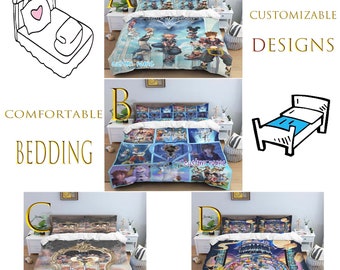 Personalized Disney Kingdom Hearts Three Piece Bedding Set Customized Quilt Cover Pillow Case Comfortable Bedding Sets Birthday Gift