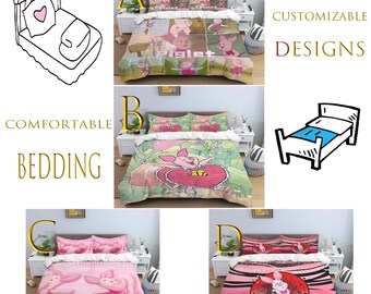 Christmas Disney Piglet Personalized Three Piece Bedding Set Dormitory Bedroom Customized Quilt Cover PillowCase Comfortable Birthday Gift