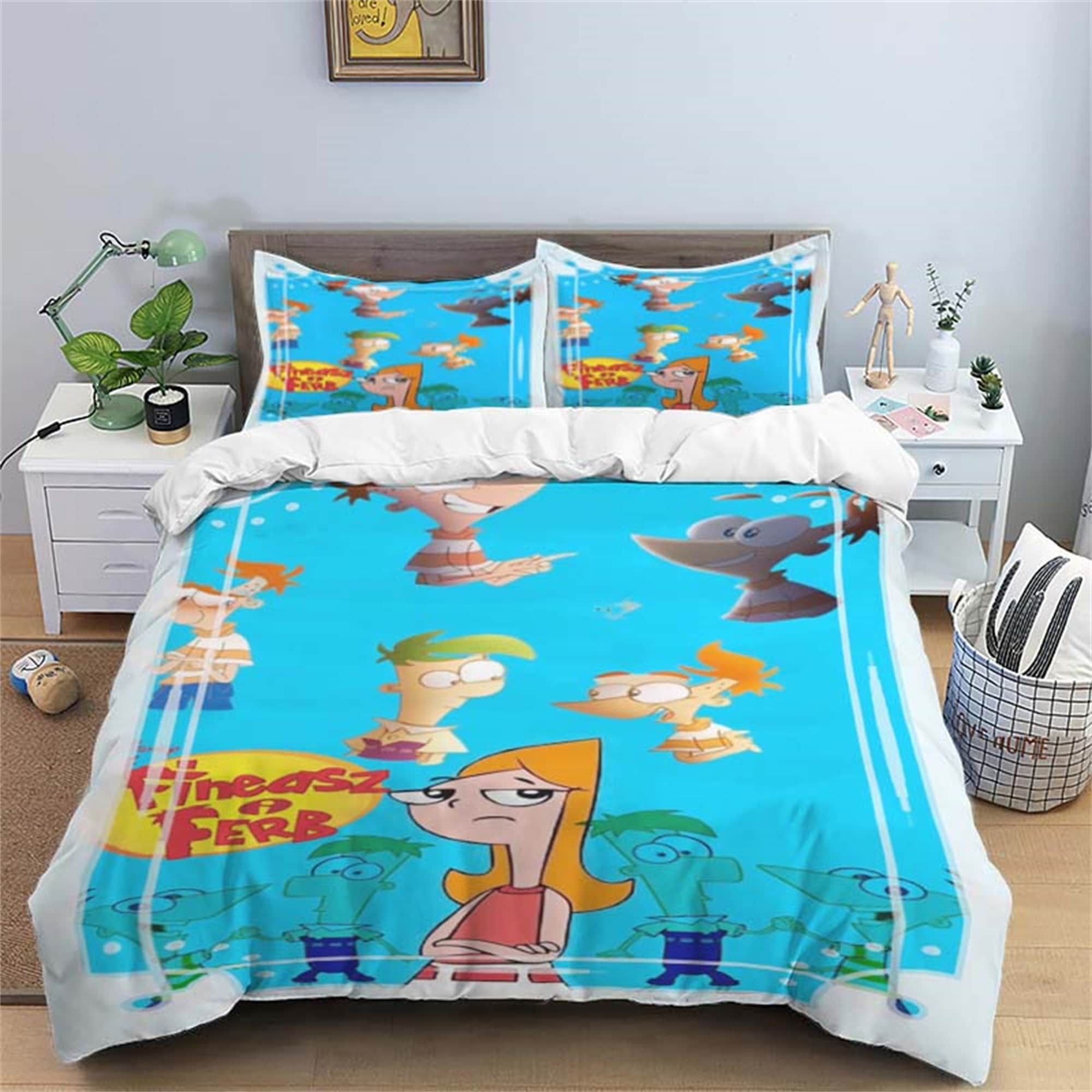 Personalized Phineas and Ferb Three Piece Bedding Set Customized Quilt ...