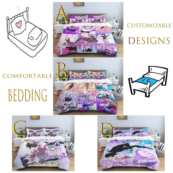 Personalized Spider-Gwen Three Piece Bedding Set Customized Quilt Cover Pillow Case Comfortable Bedding Sets Birthday Anniversary Gift