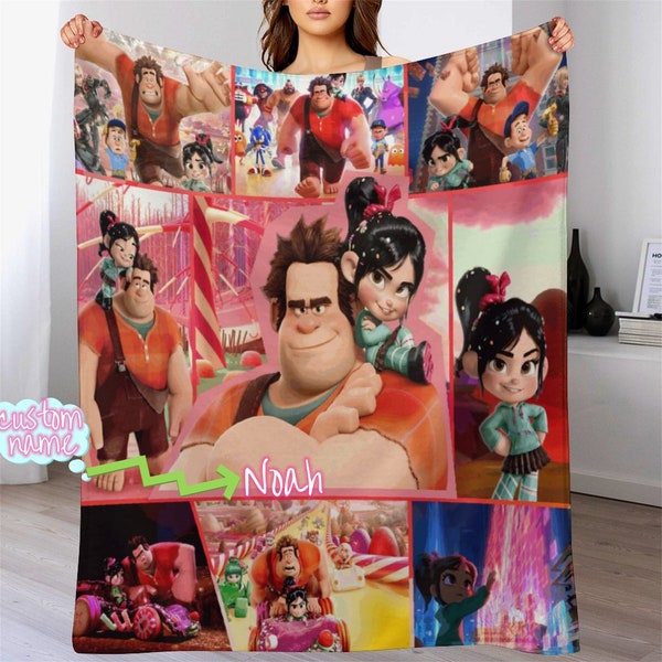Customized Wreck-It Ralph Blanket Personalized Flannel Couch Nap Blanket Bedding Valentine's Comfortable Bedroom Birthday Child Gift