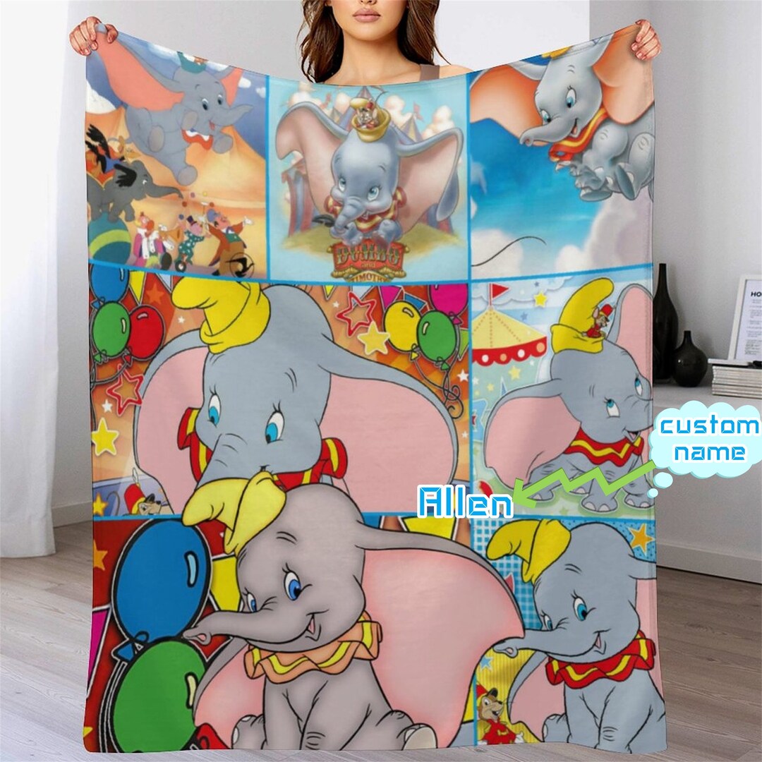 Customized Disney Dumbo Blanket Personalized Flannel Couch Nap Blanket Bedding Christmas