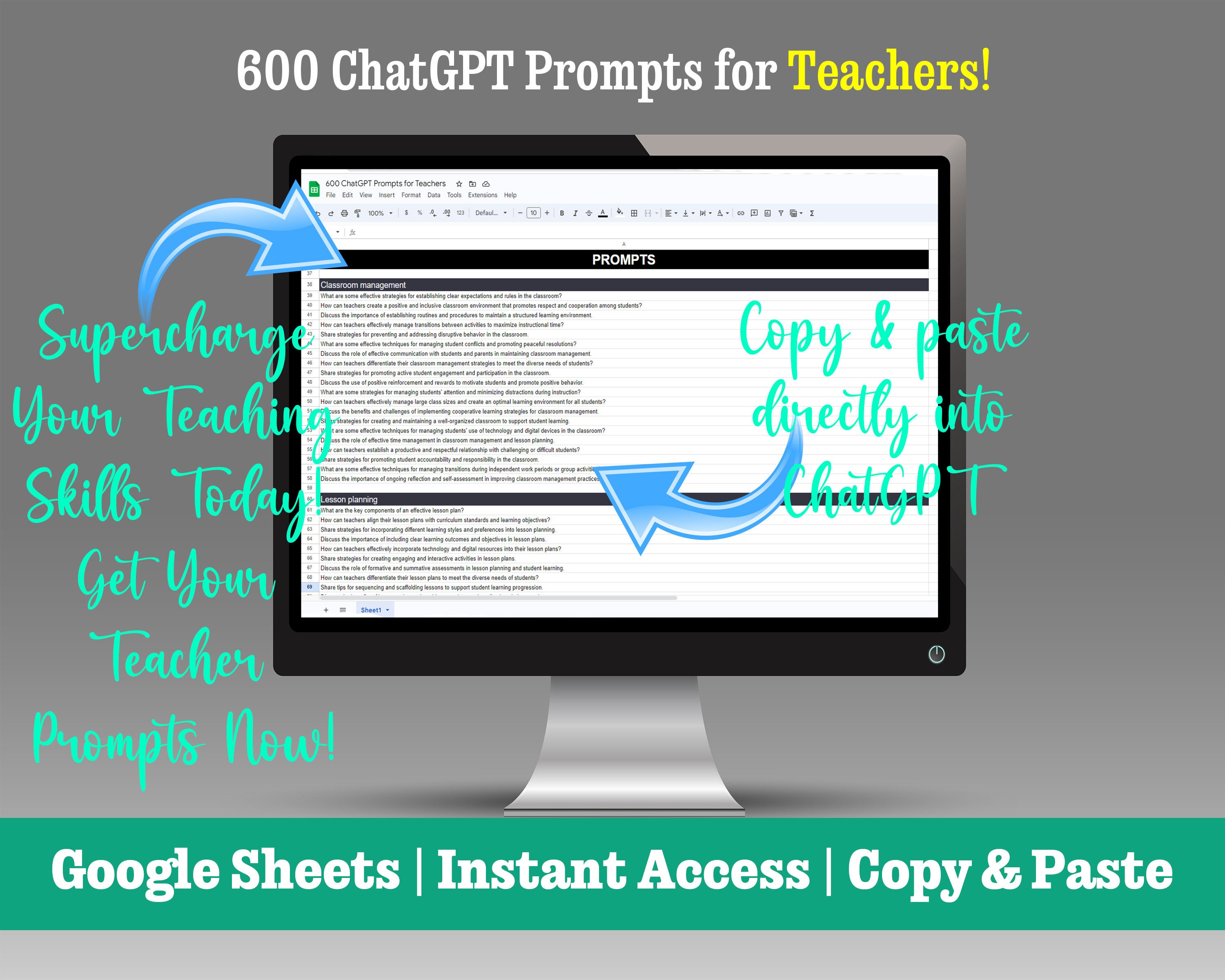 600 Chatgpt Prompts for Teachers, Chatgpt Education, Teacher Prompts