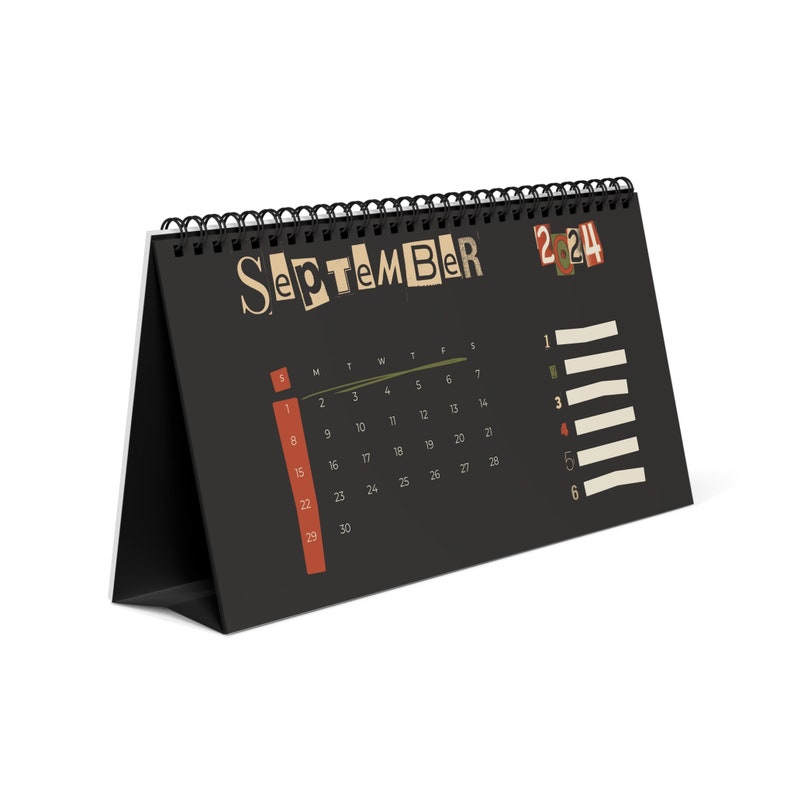 2024 Desk Calendar Black Colored Textured Brutalist Print - Etsy UK